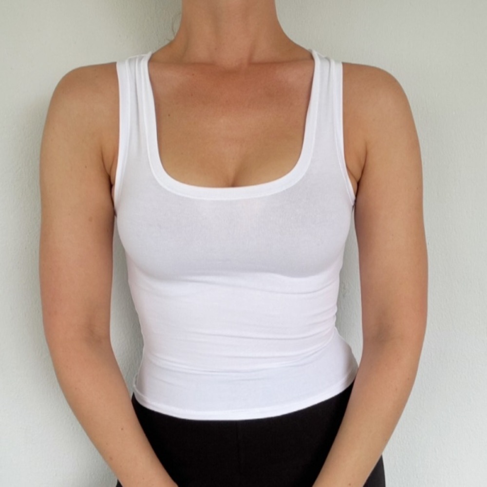 Yogalicious white airlite pure love sleeveless cotton stretch tank size XS